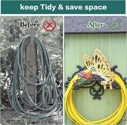 Sungmor Heavy Duty Cast Iron Hose Holder,Garden & Yard Decorative Birds Wall Mounted Hose Butler,Water Pipe Holds,Rack,Hanger,Antique Wall Decorations