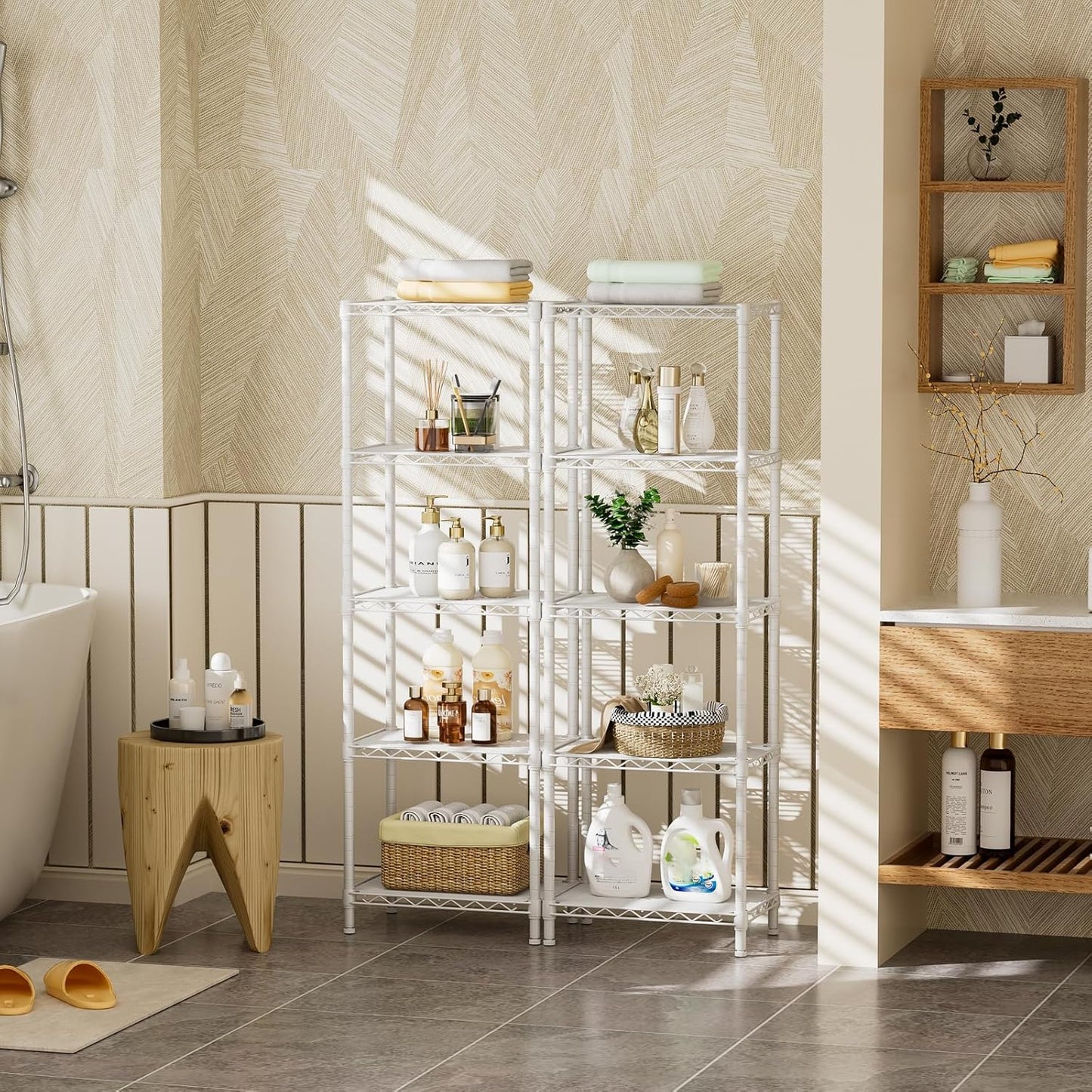Golpart 4 Tier Adjustable Storage Shelves Metal Utility Shelf Wire Shelving Unit Organizer Rack for Home Kitchen Office Bathroom Pantry Room 12" D x 18" W x 44" H