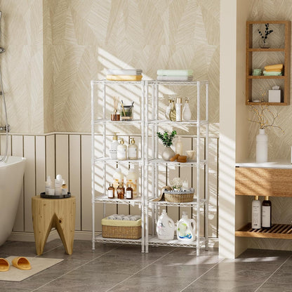 Golpart 4 Tier Adjustable Storage Shelves Metal Utility Shelf Wire Shelving Unit Organizer Rack for Home Kitchen Office Bathroom Pantry Room 12" D x 18" W x 44" H