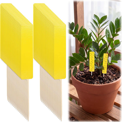 36 PCS Yellow Sticky Traps for Plant Gnats, Dual Sided Fungus Gnat Trap for Live Plants Indoor Outdoor, Waterproof Plant Sticky Traps for Home, Farm, Garden, Hydroponics & Greenhouse (4" x 1")