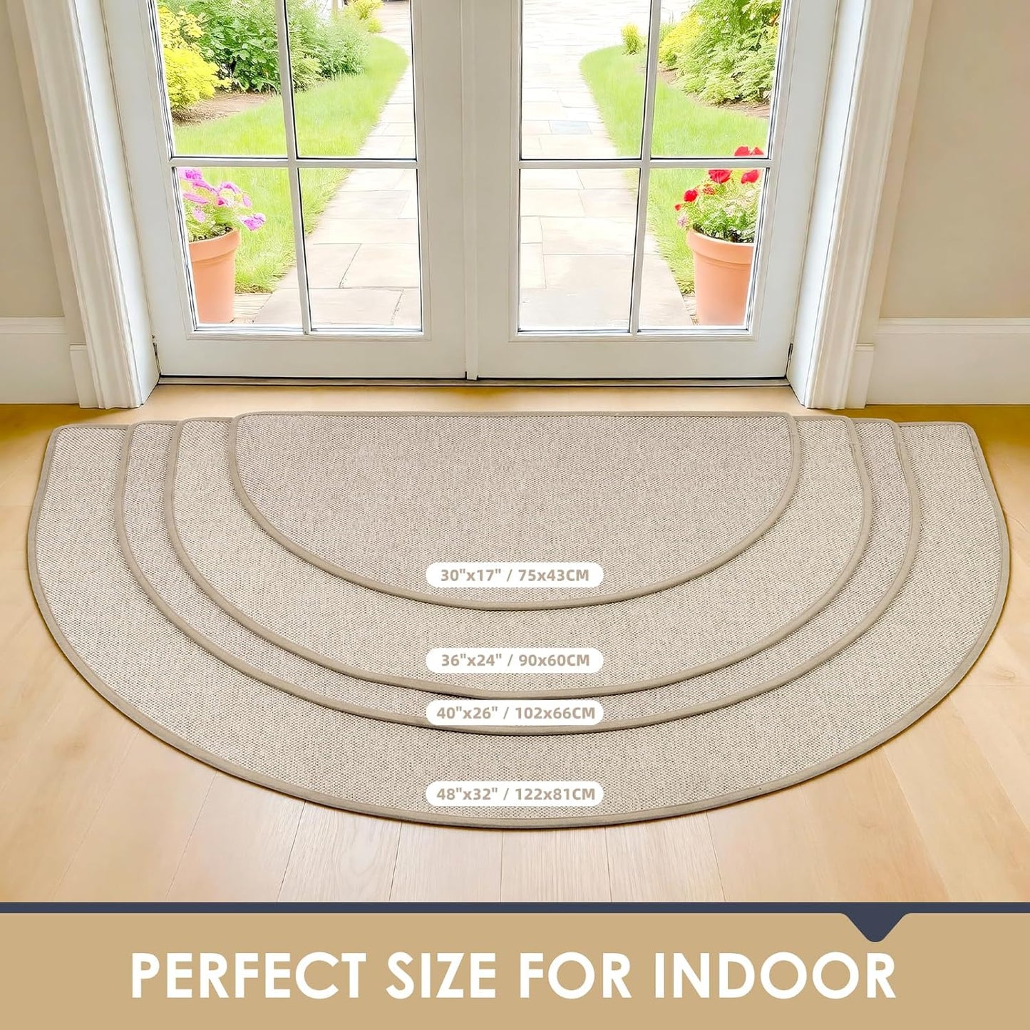 Door Mat 30"x17", Non Slip Washable Door Mat Indoor Entrance, Low Profile Absorbent Entry Rug for Front Door, Entryway, Inside Entrance, Rubber Backing Dirt Trapper Indoor Mat, Khaki