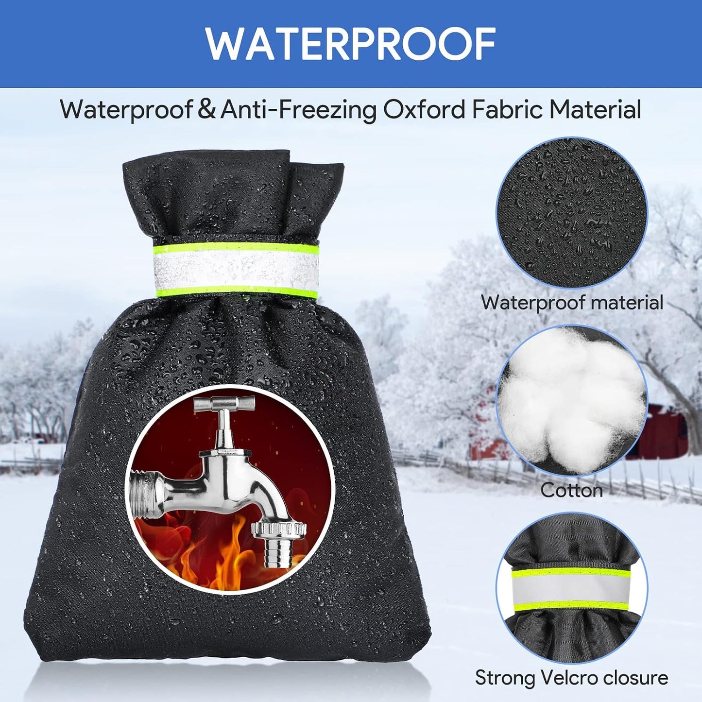 DELUX Outdoor Faucet Covers for Winter 9.05" H X 6.89" W 2 Pack, Outside Garden Faucet Socks for Freeze Protection, Reusable Waterproof Insulated Spigot Cover (Thicker)