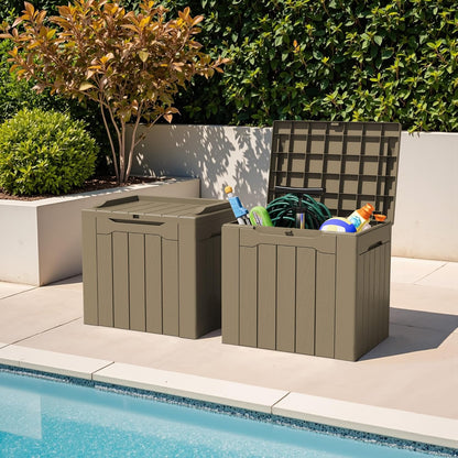 Greesum 31 Gallon Resin Deck Box All Weather Outdoor Storage Boxes for Patio Furniture Set,Outdoor Toys,Garden Tools,Black