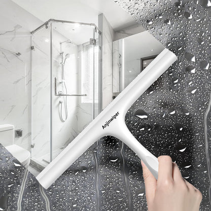 Household Squeegee for Shower Glass Doors, Silicone Shower Squeegee with Adhesive Hook, Bathroom Squeegee for Shower, Window Cleaner Tool for Glass Door, Kitchen, Tile Wall(10 inch-Black)