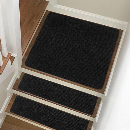 Stair Treads Non-Slip 16 Pack 8"x30" - Carpet Stair Runner for Indoor Wooden Steps with TPE Backing & Anti-Skid Surface, Reusable Adhesive Safety Rug for Kids/Elder/Pet-Friendly - Brown