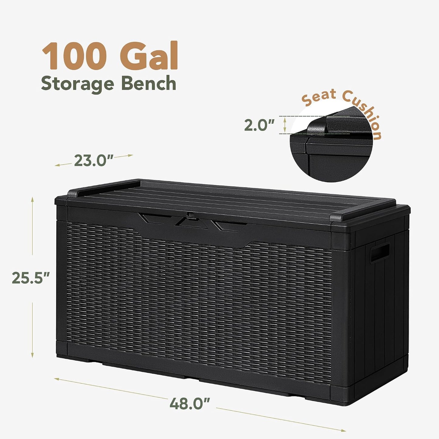 Flamaker Resin Deck Box 120 Gallon Waterproof Large Outdoor Indoor Storage Box Imitation Wood Resin for Patio Furniture Garden Tools and Pool (Black)