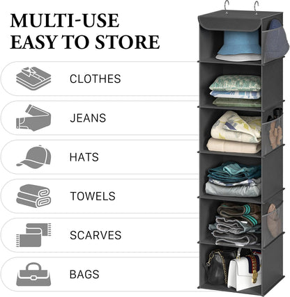Simple Houseware 6 Shelf Hanging Closet Organizer, Gray