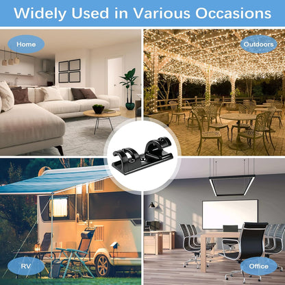 VIPMOON 70Pcs Self Adhesive Bendable Cable Clips, Screw Mountable Wire Organizer, Wire Management Clips for Car Desk Home Office TV PC Ethernet Cables, Fits 5-7mm Diameter Cables, Black