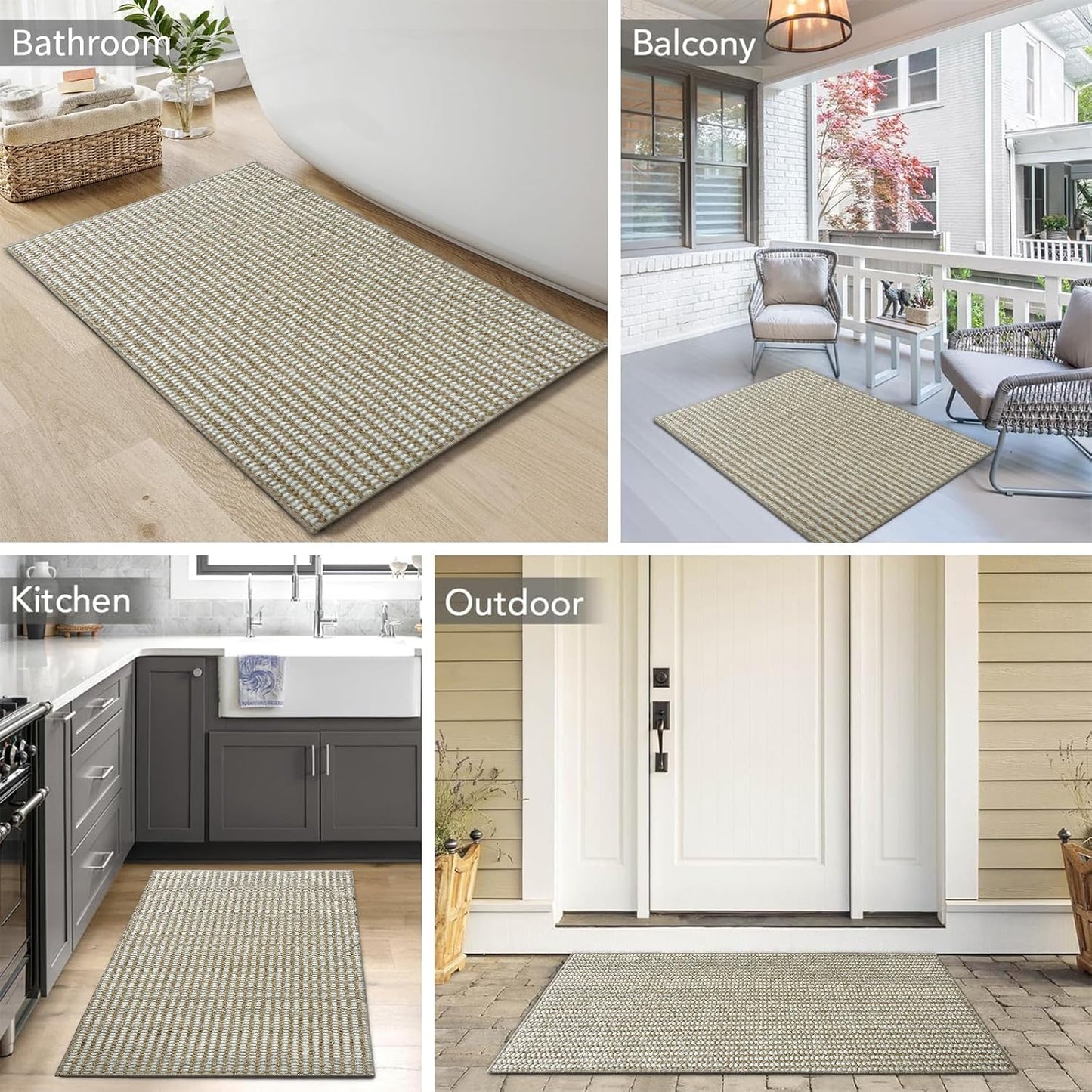 Indoor Door mat 17“ x 30”, Dirt Trapper Door Mat, Non-Slip Washable Entrance Mat, Dirt Resistant and Absorbent Welcome Mat,Low-Profile Doormat for Entryways, Front Doors, and Indoor Entrances, White
