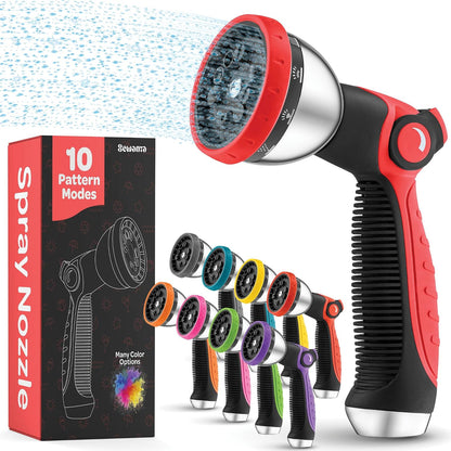 Hose Nozzle [Blue] Heavy Duty Hose Sprayer With 10 Adjustable Watering Patterns. Thumb Control Design, Comfortable Ergonomic Grip, Garden Hose Nozzle for Watering Plants & Lawns/Fun showers/Cleaning