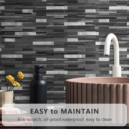 STICKGOO Peel and Stick Backsplash Tile, Stick on Backsplash for Kitchen and Bathroom, Volakas White Look PVC Mixed Metal Silver Self Adhesive Wall Tiles(Sample)