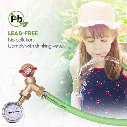 Litorange 1 PCS Lead-free Brass Body Backyard 2 Way Y Valve Garden Hose Connector MHT 3/4" Inch Thread Splitter Adapter + 2 Rubber Hose Washers