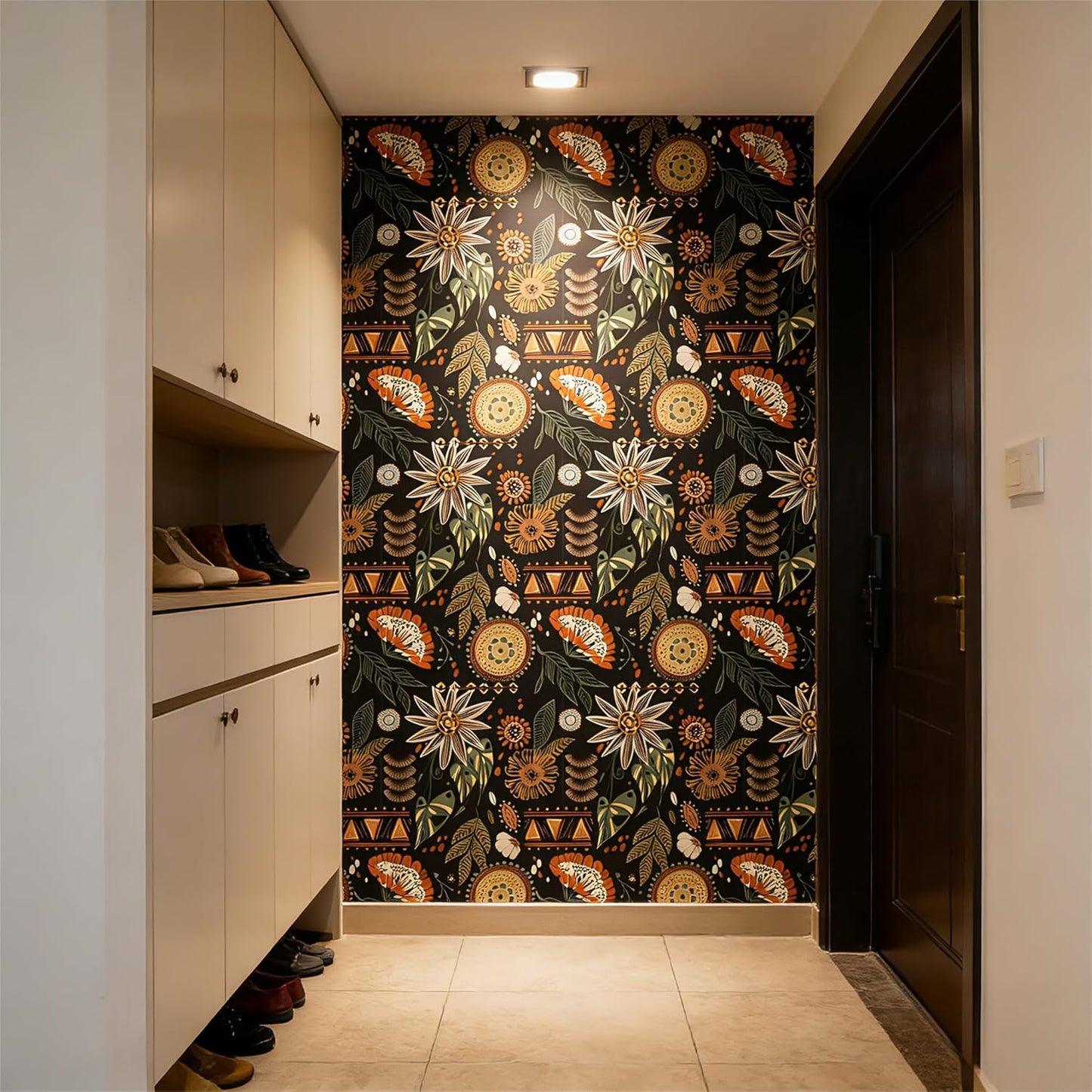 Peel and Stick Wallpaper Removable Self-Adhesive, Renter Friendly Waterproof Vinyl Contact Paper, Boho Self Stick Wall Paper for Bedroom Bathroom Cabinet Furniture Makeover, 17.5" x 118"