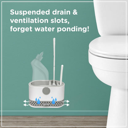 Silicone Toilet Brush and Holder Set with 2 Toilet Bowl Brushes, Ventilation Slots Base