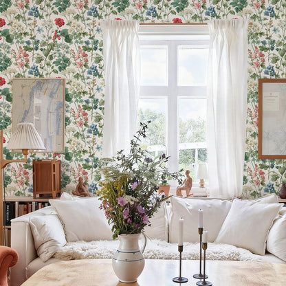 Orainege Pink Floral Peel and Stick Wallpaper Removable Self Adhesive Wallpaper 16.9inx118.1in Modern Wall Paper for Bedroom Bathroom Green Leaf Contact Paper for Cabinets