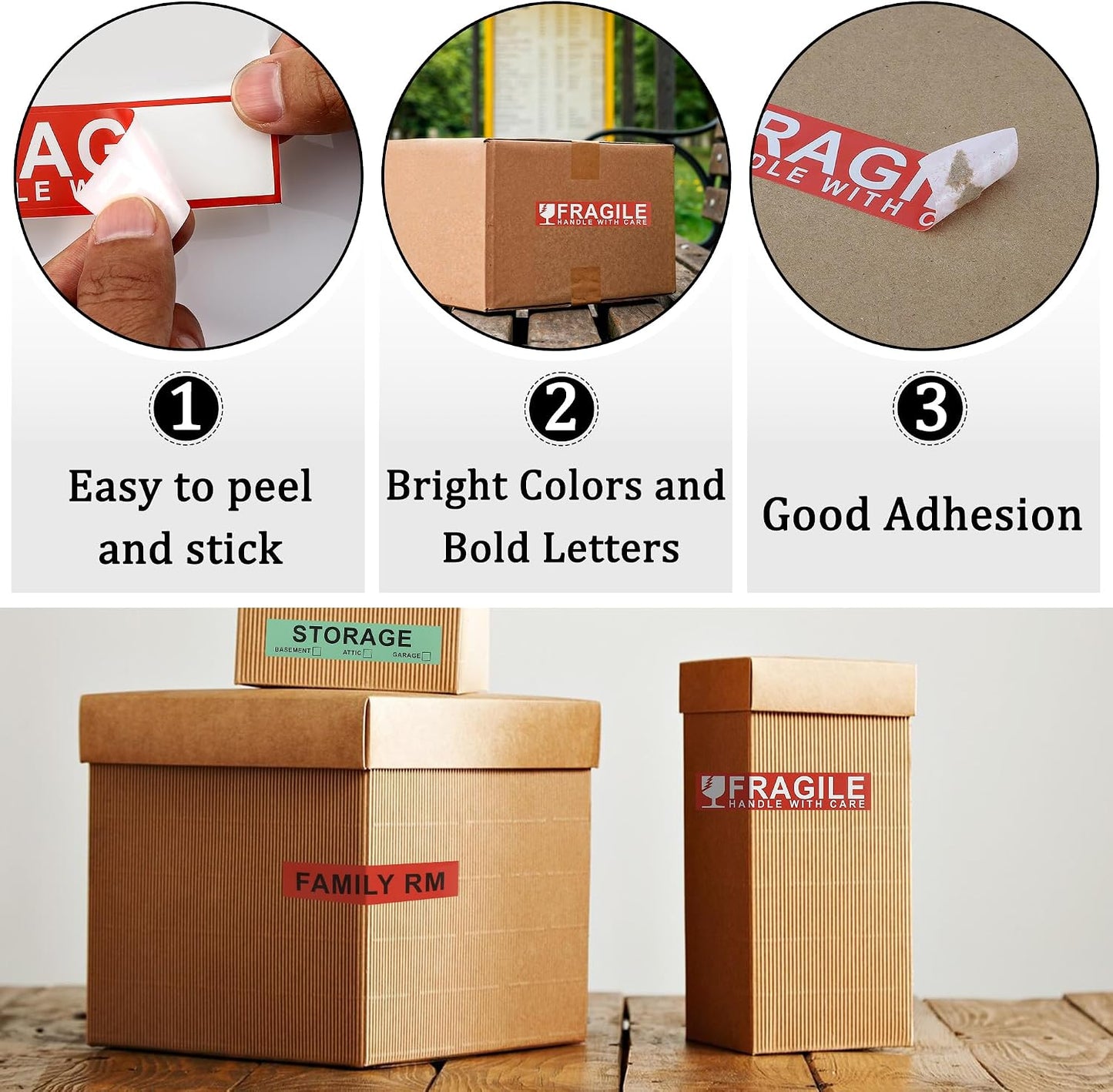 Home Moving Labels for Boxes, 480pcs 4.5"x1" 30 Sheets Removable Strong Adhesive Packing Stickers Fragile & Blank Labels,Pre-Printed Color-Coded Labels for Bedroom Bathroom Home Moving Supplies