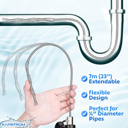 Plumbing Drain Snake (Spiral Diameter 0.5 inch / 1.3 cm), Hair Clog Remover Tool for Toilet, Heavy-Duty Drain Auger for Kitchen & Bathroom Sink, Pipe & Sewer Cleaner for Shower & Bathtub
