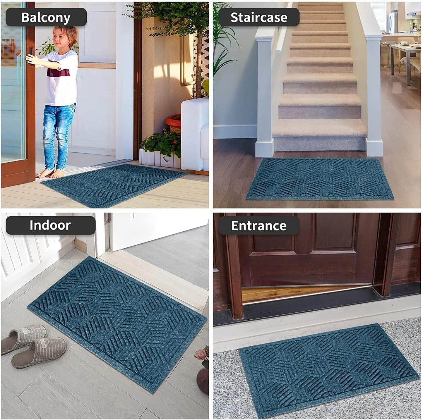 Yimobra Front Door Mat, All-Season Waterproof Outdoor Mat for Entrance with Drainage Holes, Heavy Duty Non-Slip Doormat for Garage Patio Entryway Indoor, 29.5x17, Red