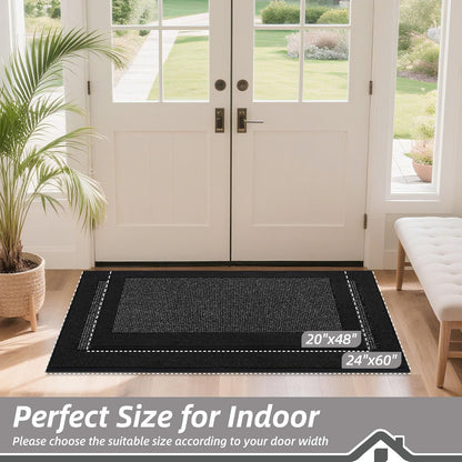 BEQHAUSE Indoor Door Mat 20" x 32", Dirt Trapper Door Mats Non-Slip Entryway Rugs Washable, Resist Dirt Absorbent Welcome Mat, Low Profile Floor Mats for Front Back Door and Entryway, Taupe