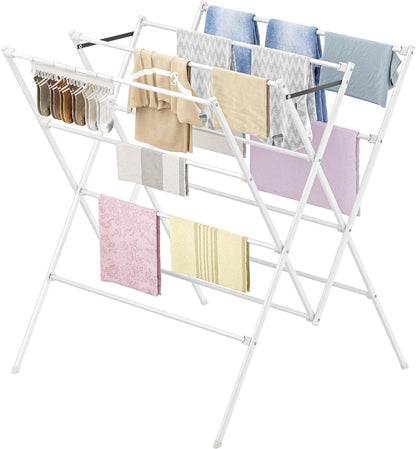 HOMIDEC Drying Rack Clothing,Large 12 Drying Poles with Sock Clips Clothes Drying Rack,Foldable Portable Laundry Drying Rack for Air Drying Clothing,Towels,Delicate Eac,Indoor Outdoor Use.Silver