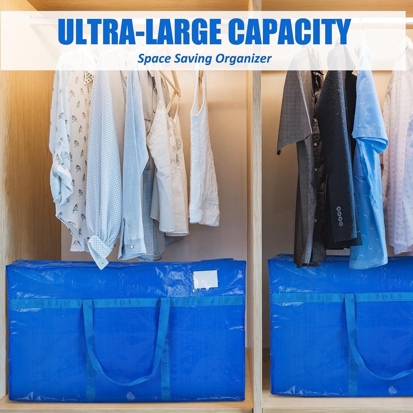 Windyun 4 Pack 57 Gallon Extra Large Moving Bags XXL Heavy Duty Storage Bag with Strong Zipper Handle Jumbo Big Tote Box Foldable for College Dorm Travel Clothes Duffle Blanket Pillow(Red)