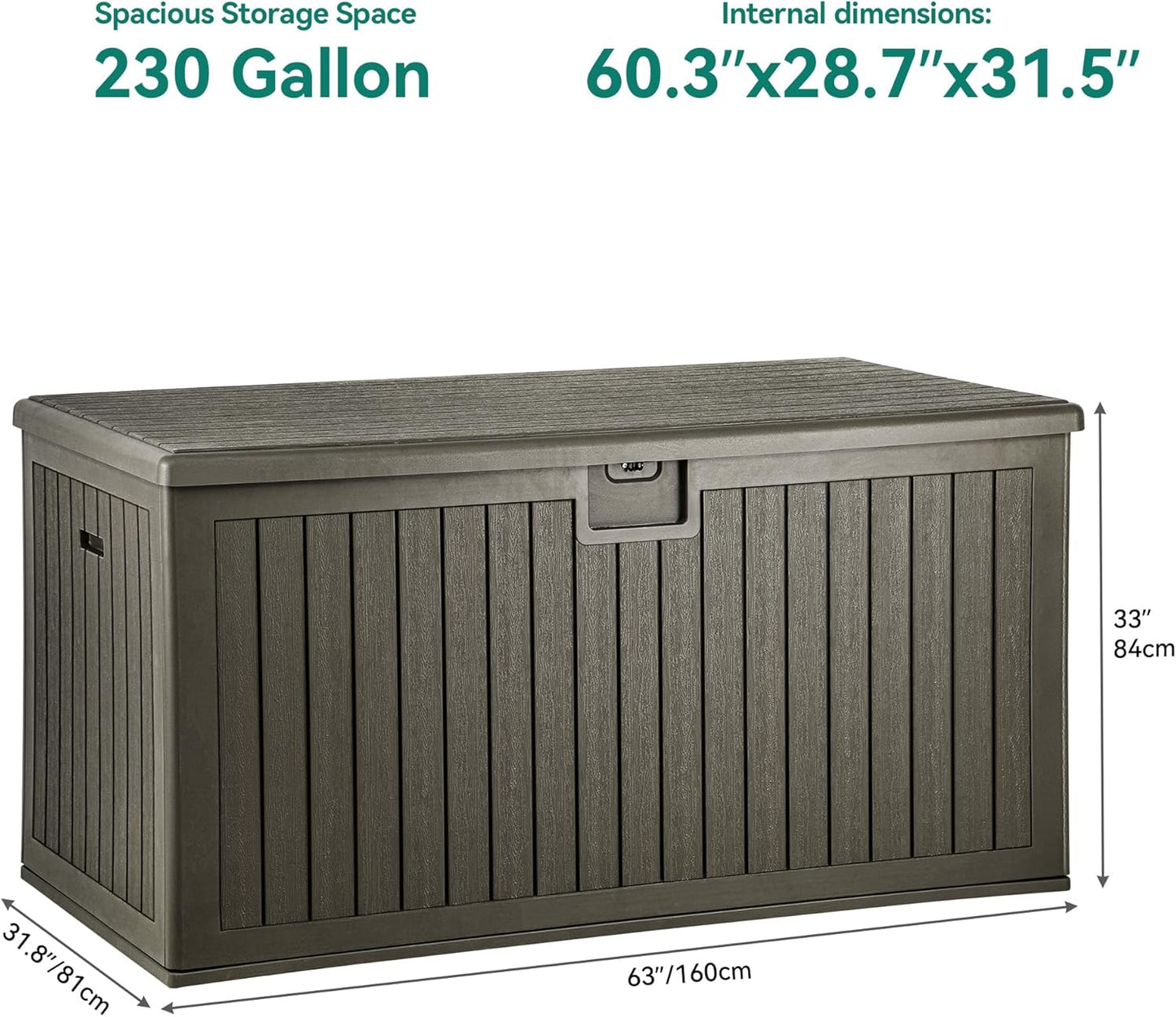 YITAHOME 100 Gallon Large Outdoor Deck Box | Waterproof Resin Storage Box, Lockable Indoor Outdoor Storage Container for Patio Furniture Cushions, Pool Accessories