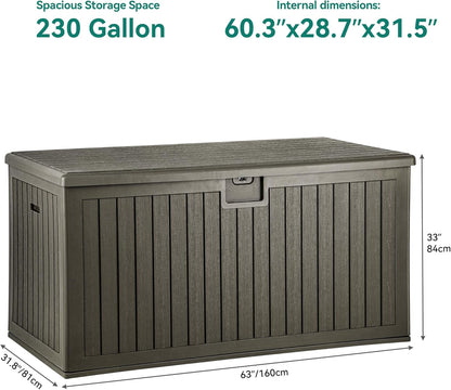 YITAHOME 100 Gallon Large Outdoor Deck Box | Waterproof Resin Storage Box, Lockable Indoor Outdoor Storage Container for Patio Furniture Cushions, Pool Accessories
