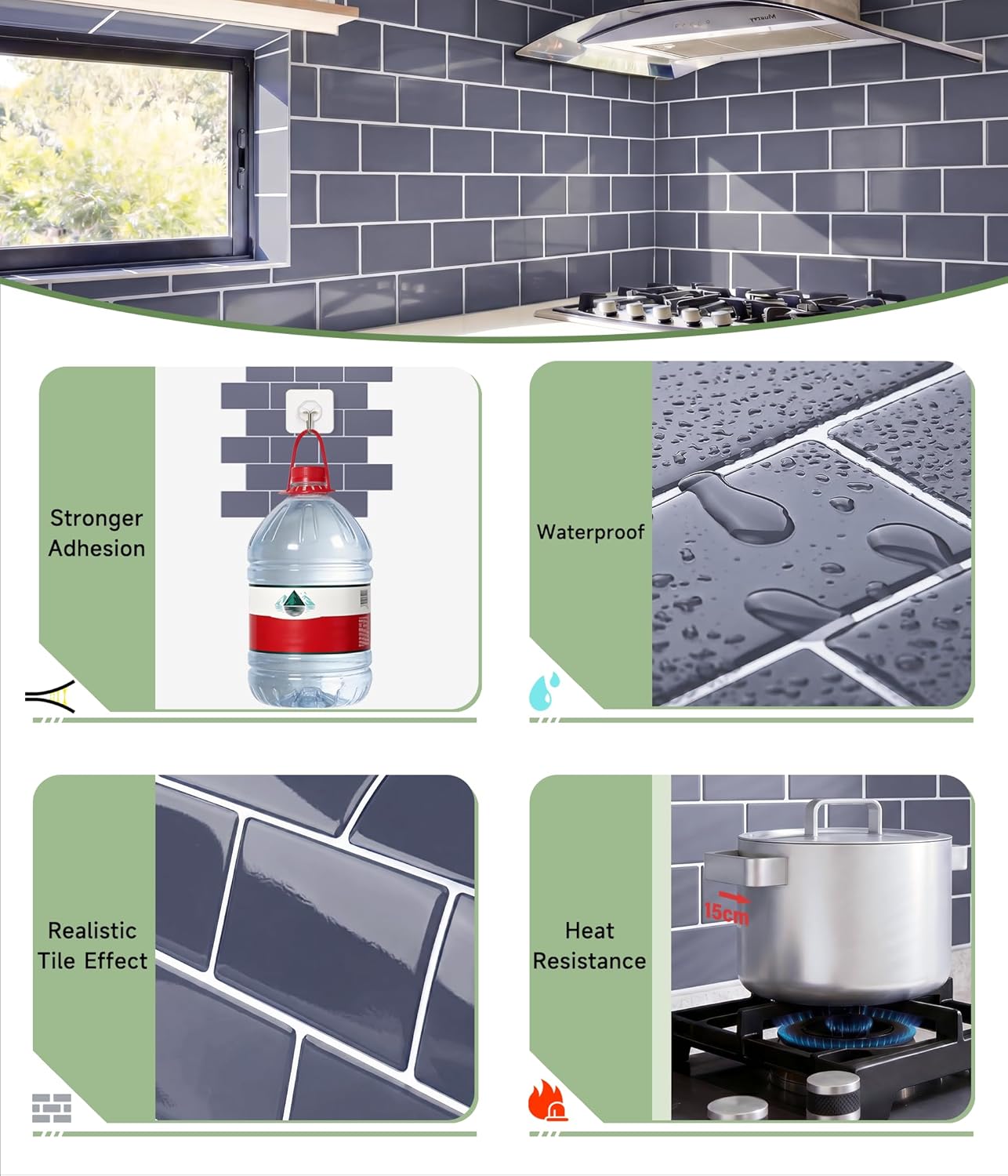 Yoillione Peel and Stick Backsplash for Kitchen: Self Adhesive Wall Tiles for Bathroom - Vinyl Thick Back Splash Tile (10, Light Coffee)