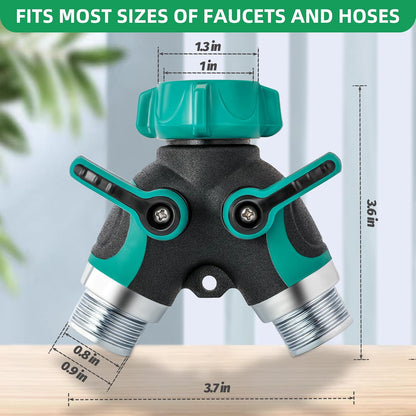 LUCDNC Garden Hose Splitter 2 Way 3/4 Inch Faucet Y Connector With Shut Off Valve,Garden Supplies Water Hose Splitter Adapter For Indoor Outdoor Faucets