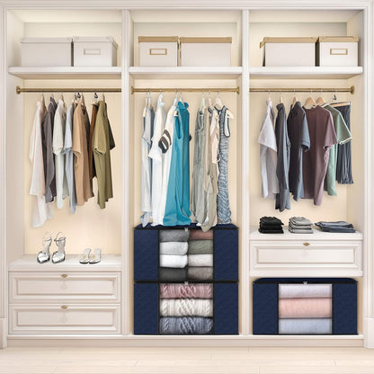 Fab totes 6 Pack Storage Bags for Clothes and Blanket, Foldable Closet Organizers and Storage with Zippers, Clear Window and Handles, Fabric Storage Bins for Sweater, Comforter, Bedding,Linen Sheets