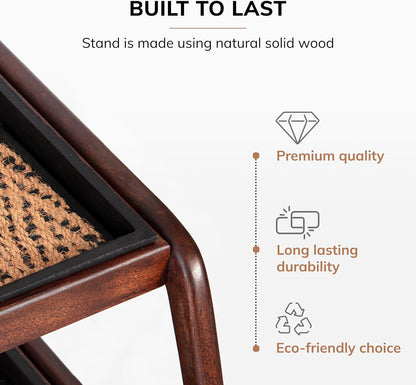 Anji Mountain Heavy Duty Waterproof Wooden Shoe Storage Mat Organizer/Boot Storage Tray Multi Use for Entryway with Coir, Gray and Ivory Insert, 1 Tier, Fits 2 Pair (26.5" Wide)