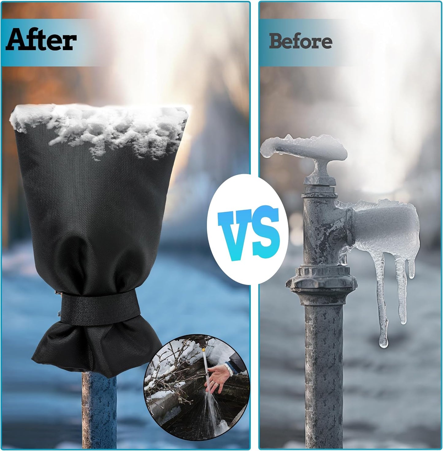 Outdoor Faucet Covers for Winter,2 Pack Faucet Cover Freeze Protection,Insulated Anti-Freeze Waterproof Material,Reusable Faucet Cover Socks for Various Faucet Spigot,Pipe,Garden Hose Bib