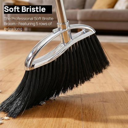Outdoor Stiff Bristles Angle Broom Heavy Duty Sweeping Patio Broom with Long Handle for Garage Garden Commercial and Industrial