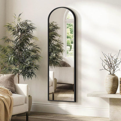 FICTOR Arched Full Length Mirror 15" x 56", Full Body Floor Mirror with Adjustable Stand, Free Standing Mirror with Aluminum Frame for Bedroom, Living Room, Cloakroom, Gold