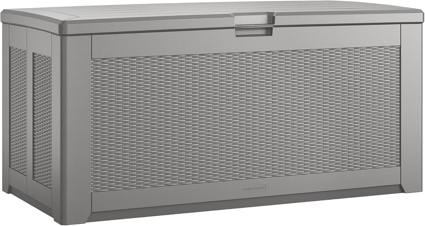 Rubbermaid Extra Large Resin Outdoor Storage Deck Box (134 Gal), Weather Resistant, Black, Deck Organization for Home/Backyard/Pool Chemicals/Toys/Garden Tools/Porch/Patio Cushions
