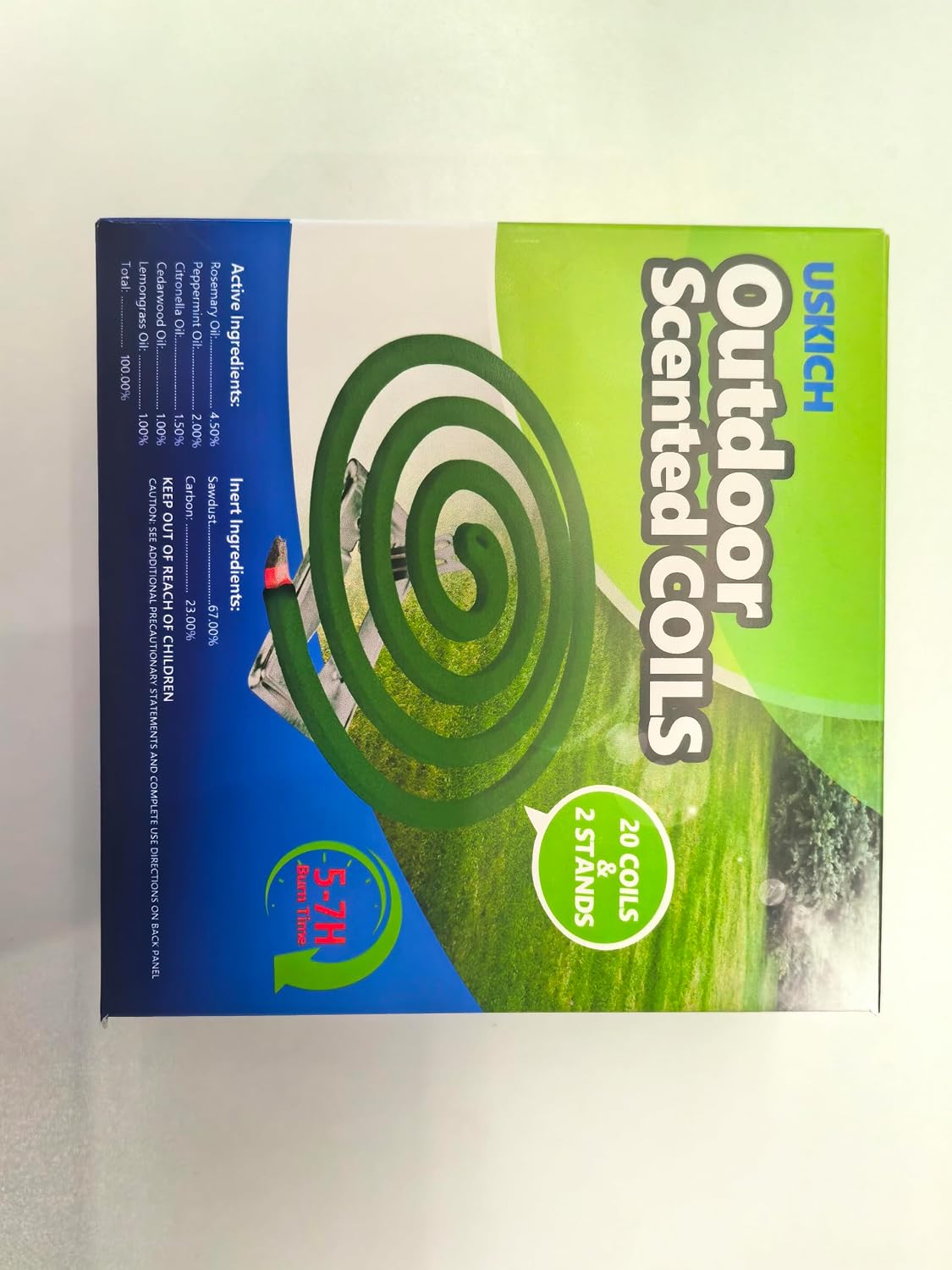 Mosquito Coils Outdoor Patio Fresh Scent,Use Reaches Up to 10 feet, Each Mosquito Coil Burns for 5-7 Hours (Contains 20 coils & 2 Stands)