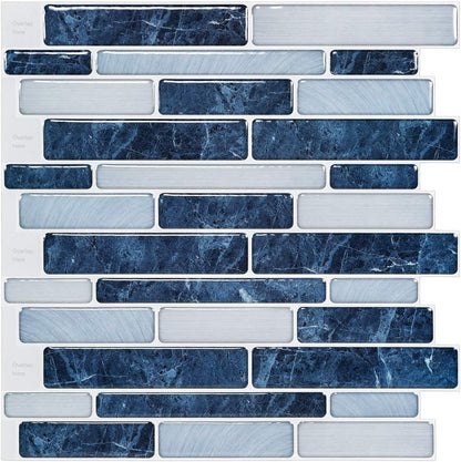 LONGKING Self-Adhesive Kitchen Backsplash, Marble Look Decorative Tiles (10 Tiles)