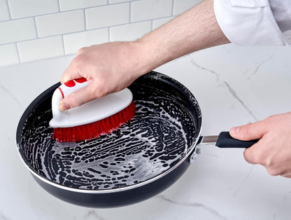 Superio Cleaning Scrub Brush with Stiff Bristles and Comfort Grip Handle,Red 2 Pack Heavy-Duty Household Utility Scrubber for Kitchen, Bathroom, Shower, Sink, Toilet