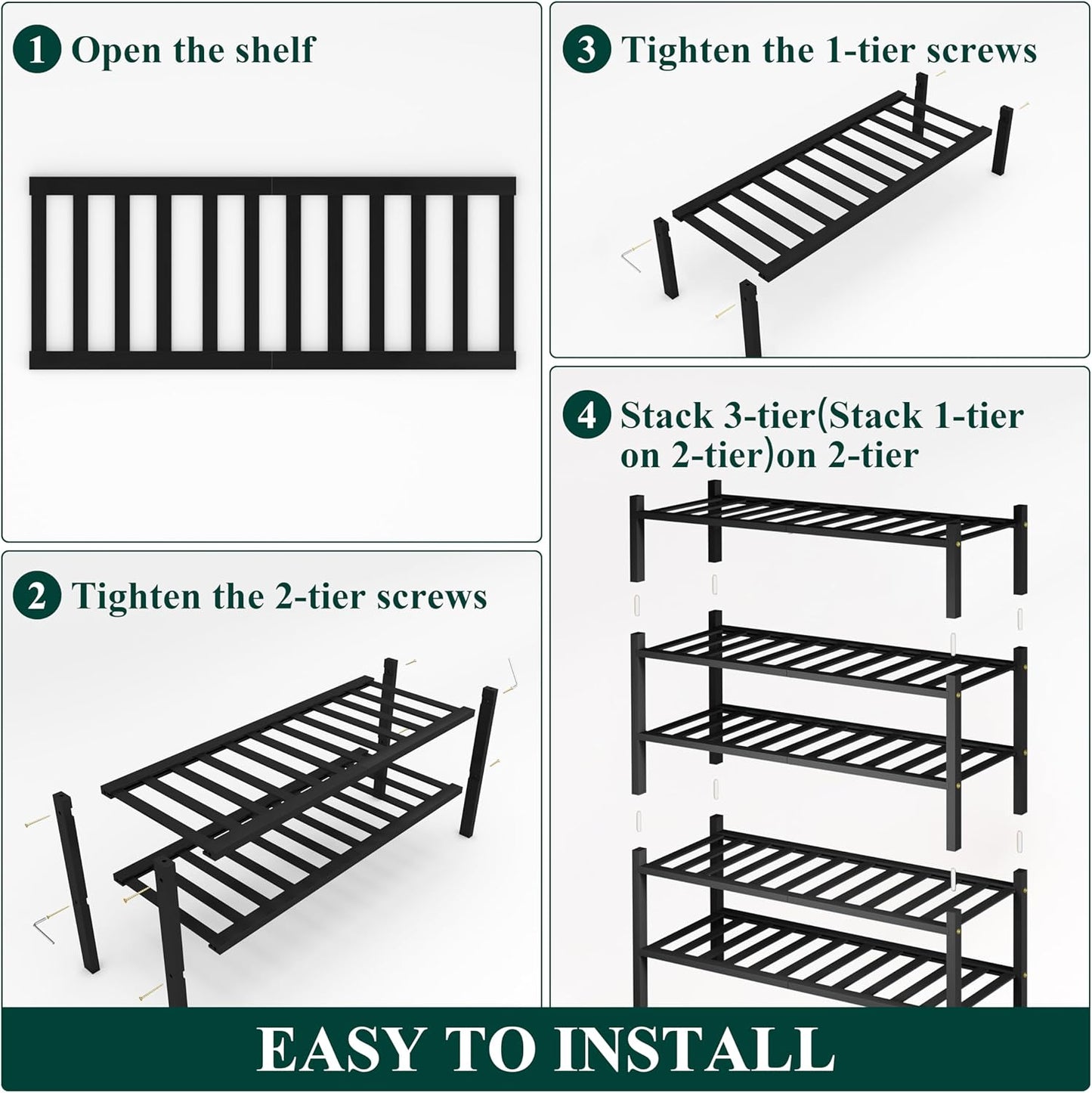 Smiry Bamboo Shoe Rack, 3 Tier Free Standing Wooden Shoe Organizer, Stackable Wood Shoe Storage Shelf for Closet, Entryway, 12 Vertical Slats, 2+1 Stack Standard Legs, 26.8"x11"x19.5", Natural