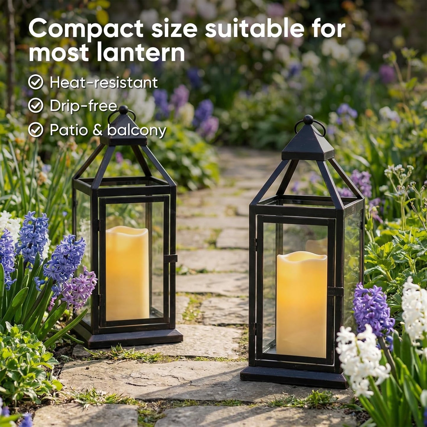 Amagic 3" x 6" Waterproof Outdoor Flameless Candles, Battery Operated Candles with Remote and Timer, Flickering LED Pillar Candle for Outside Patio Garden and Indoor Home Decor, Ivory, Set of 2