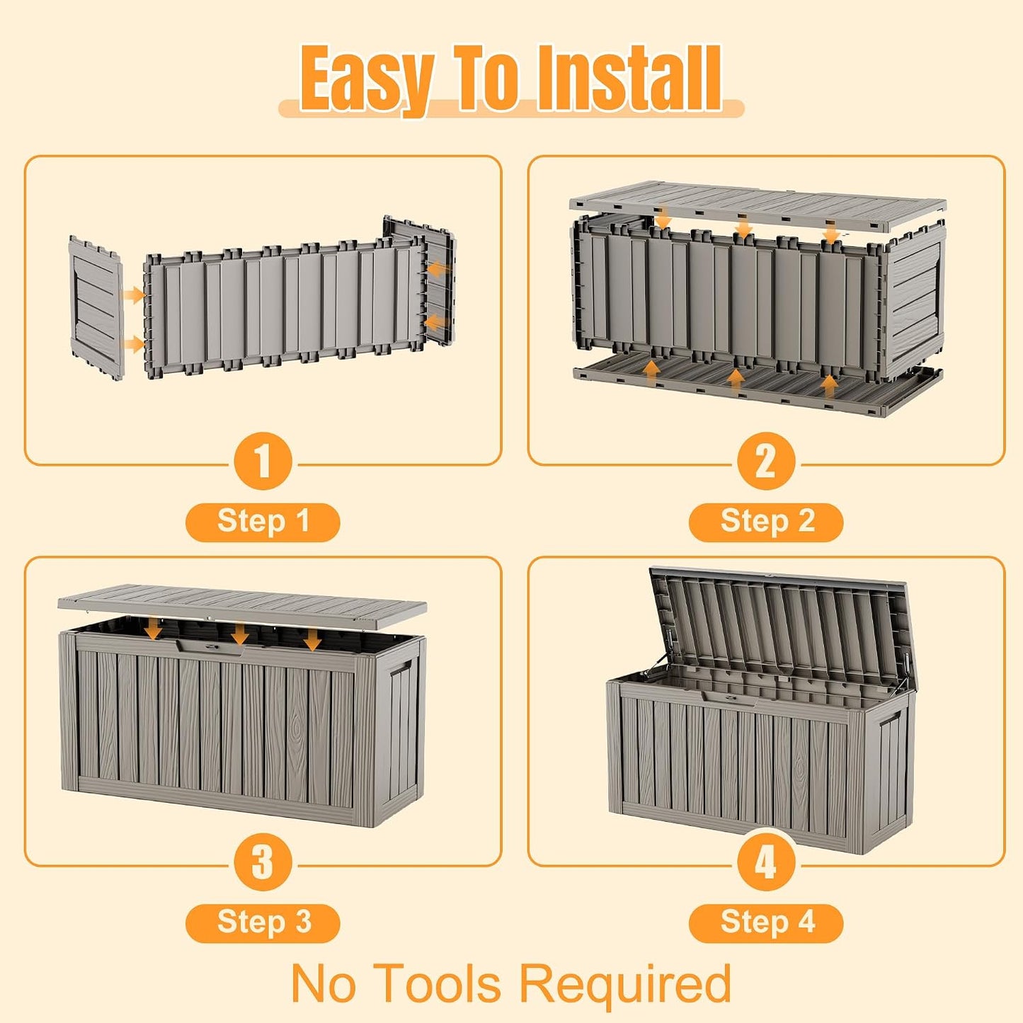 Outdoor Storage Box,38 Gallon Resin Deck Box,Waterproof & UV Resistant Lockable Package Delivery Bin,Toy Cabinet for Indoor & Outdoor