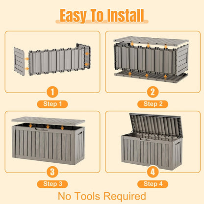 Outdoor Storage Box,38 Gallon Resin Deck Box,Waterproof & UV Resistant Lockable Package Delivery Bin,Toy Cabinet for Indoor & Outdoor
