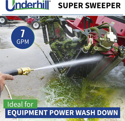 Underhill PowerBlast Super Sweeper 6-Inch Garden Water Hose Nozzle, Sprayer, Jet, 7 GPM 80 PSI, 3/4-Inch Thread Inlet, Heavy-Duty Adjustable, SN6-75