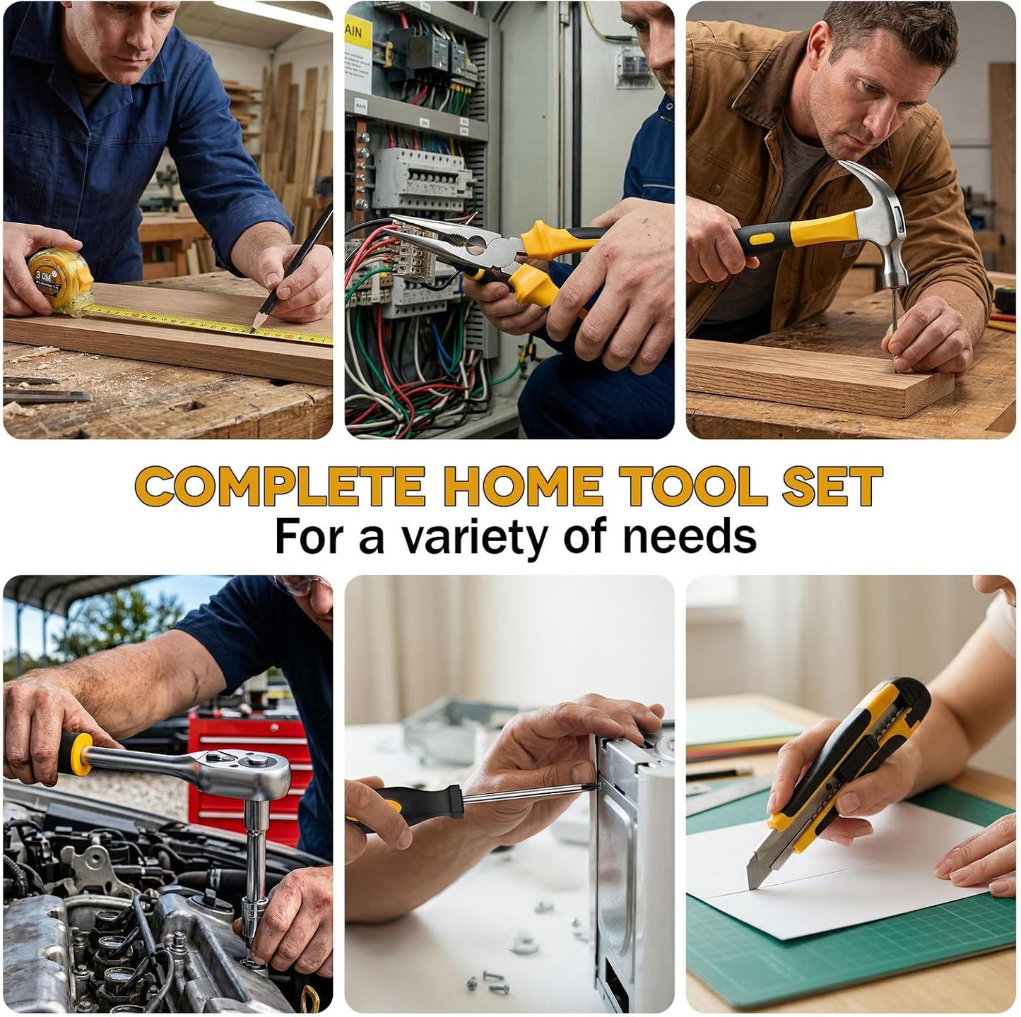 Sundpey 267-Piece Tool Kit with Drill - Basic General Home Complete Repair Portable Tool Set with 21V Cordless Drill & 2.0Ah Battery & Charger in Drawer Storage Toolbox for Apartment Office Garage