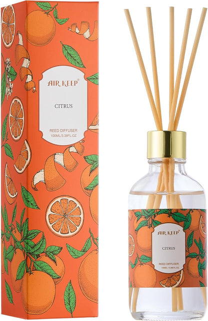 Airkeep Reed Diffuser Oil Set with Reed Sticks,Vanilla Aromatherapy Oil Scent Diffuser for Home Office Bathroom Decoration Perfume and Gifts 3.38 oz/100ml