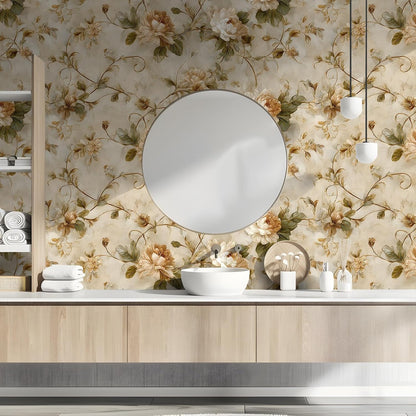 Peel and Stick Wallpaper, Soft Wildflower Botanical Contact Paper, PVC Vinyl Removable Wall Covering, Waterproof Easy-Clean, No Residue Renter Friendly, Neutral Decor, 39.4x17.3 in (Flowers2)