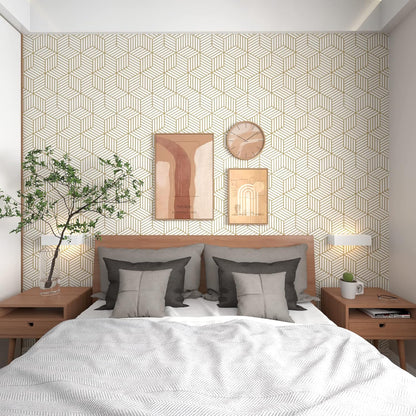 MelunMer Geometric Peel and Stick Wallpaper Gold 118In L 17.7In W Self Adhesive Removable Wallpaper for Bedroom/Bathroom Waterproof Modern Contact Paper for Cabinets Gold Contact Paper Shelf Liner