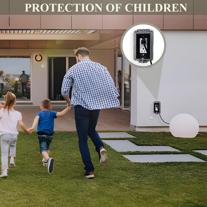 Locking Weatherproof Outlet Cover, Clear in-Use Box | Outdoor plug lock box, child-resistant outlet protection, fits plugs up to 2.6" H x 2.5" W