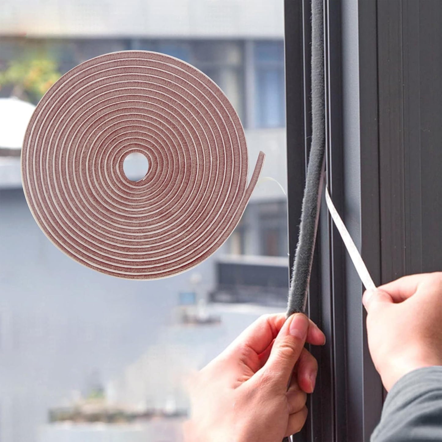 Bruiefpap 39.4FT Weather Stripping for Doors and Windows, Self-Adhesive Soundproofing Door Seal, Door Insulation for Sliding, Exterior, Frames and Front, 0.35'' Wide x 0.35'' Thick, Grey