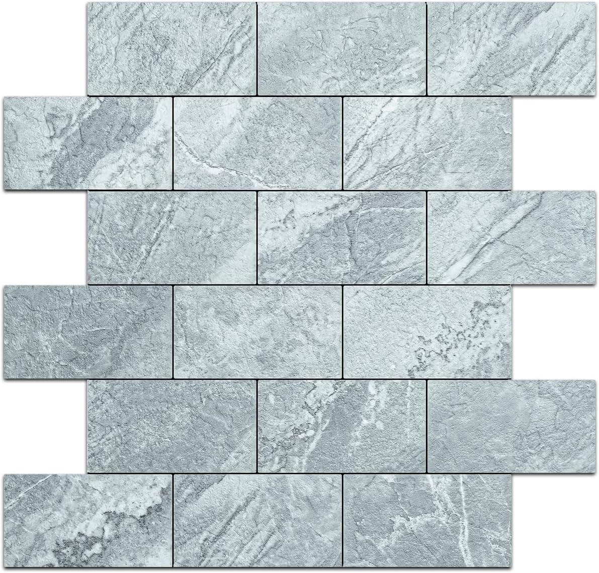 DICOFUN 10-Sheet Polished White Thick PVC Peel and Stick Backsplash, Ceramic Look Subway Tile White Kitchen Backsplash Peel and Stick Wall Tiles